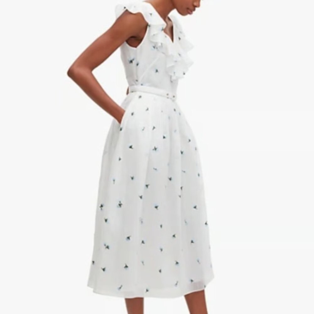 Kate Spade Embroidered Dainty Bloom Blue and White Floral Dress